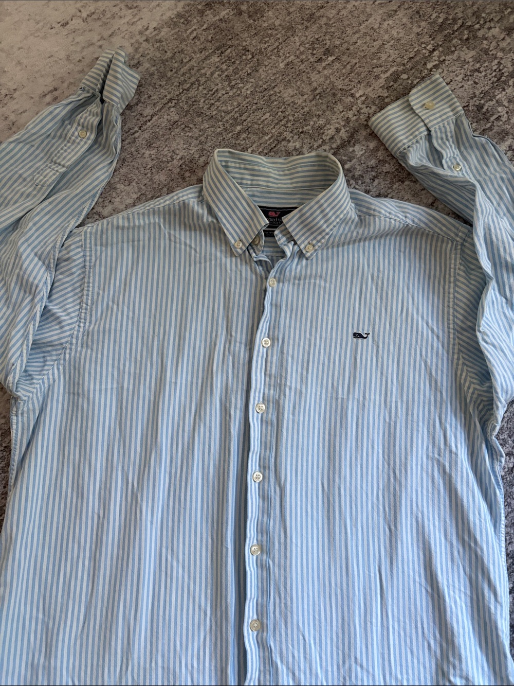 Vineyard Vines Light Blue Striped Button Down Shirt size XL Slim Fit